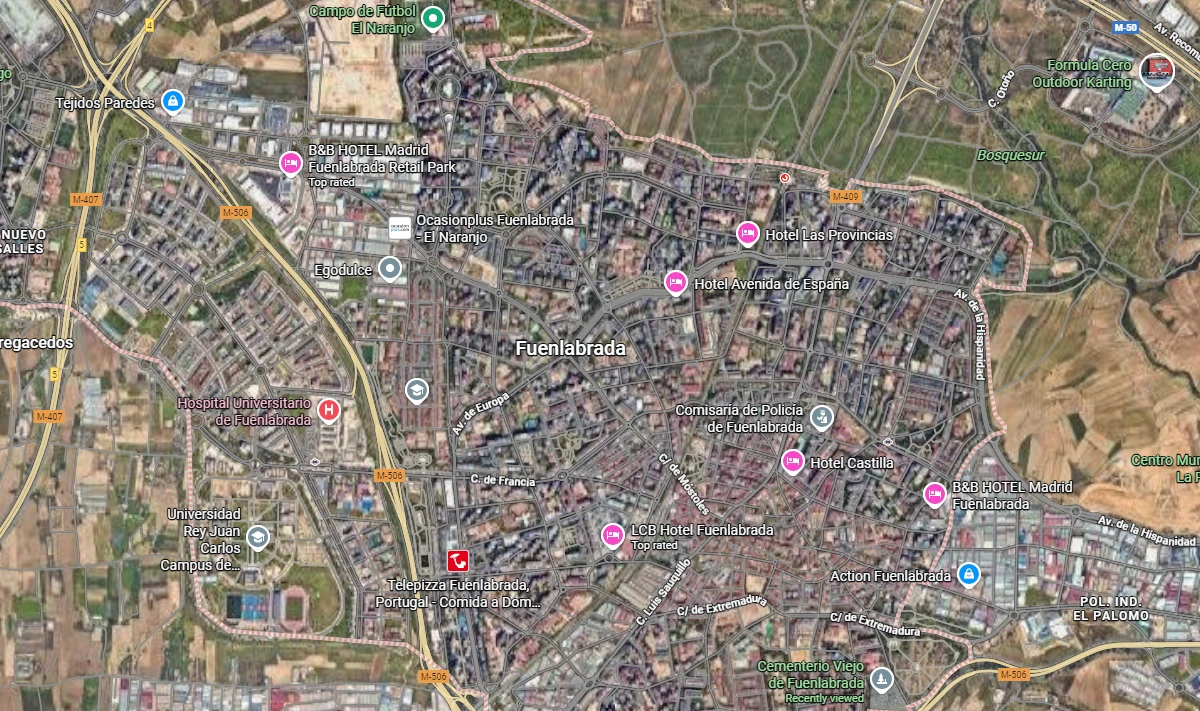 Mapa de Fuenlabrada con sus códigos postale